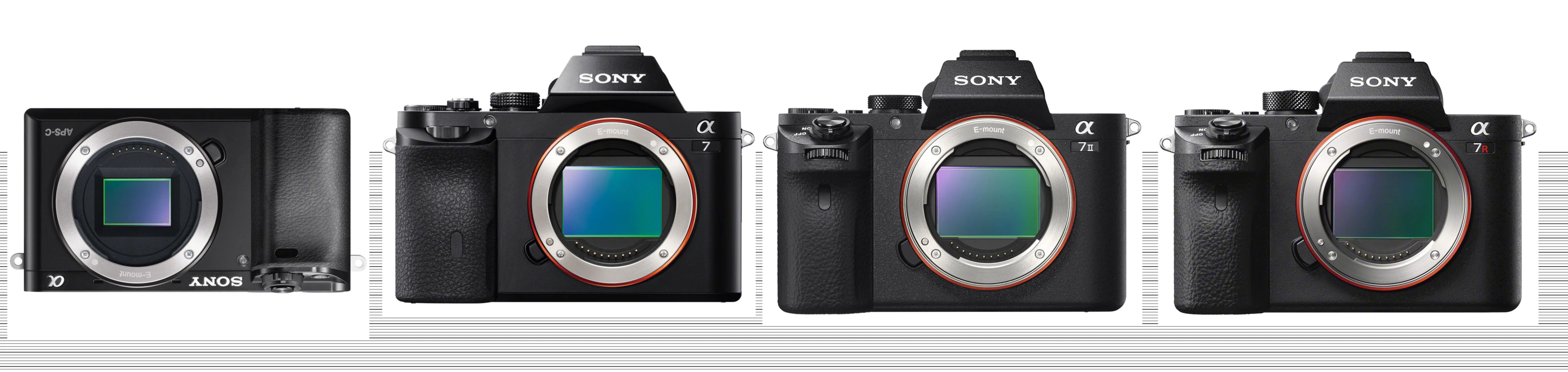 SONY α6000,α7,α7 II,α7R IIのレンズマウントフランジ下部から底面への距離比較